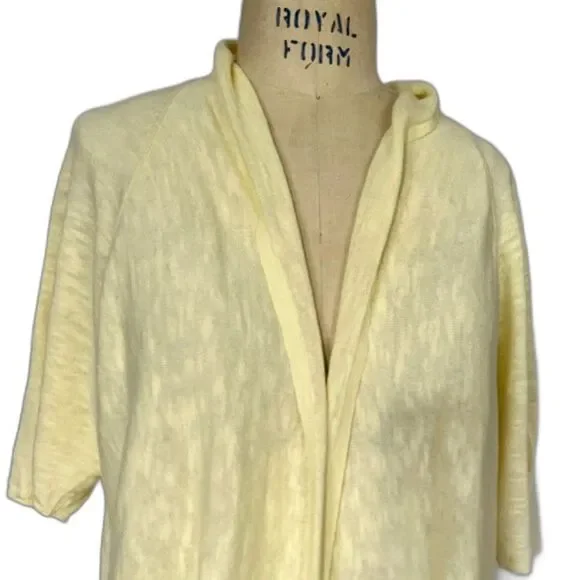Eileen Fisher Lightweight Yellow Linen Summer Cardigan 1X - Picture 2 of 6